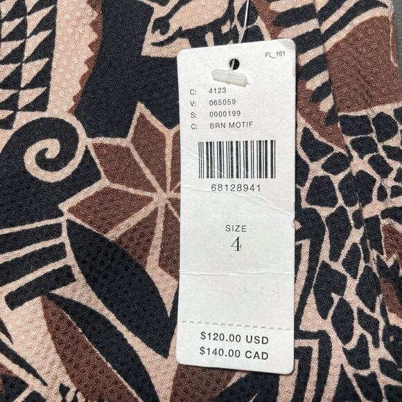 NEW Anthropologie Drapey Flare Pants Viscose Brown Motif Jungle Print - Size 4 - Picture 6 of 16